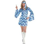 amscan- Blue Disco Lady Spiderman,Harry Potter,Wonder_Woman,Elsa,Naruto Set Costume, Motivo Ondulato, Multicolore, 14-16, 847828