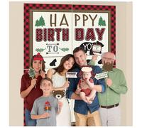 Amscan Boscaiolo Buon Compleanno Sceneggiatori Set Misura Confezione 16 (SG33411