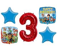 Amscan - Bouquet di palloncini per il terzo compleanno di Paw Patrol, 5 pezzi