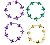 Amscan - Braccialetti in plastica con perline Mardi Gras Fleur-de-Lis, 20,3 cm, confezione da 4