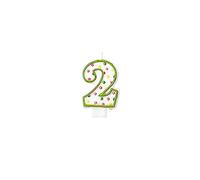 Amscan - Candela per Feste, Numero 2, con Pois