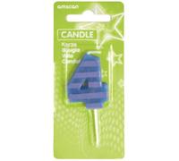Amscan - Candela per Feste, Numero 4, con Motivo a Strisce e Pois