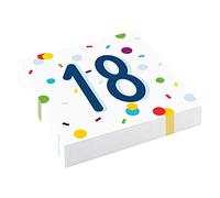 amscan 9906760 Confetti 18° Compleanno 20 Tovaglioli Pranzo 33cm, Carta, Bianco, 33 cm
