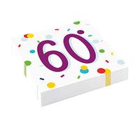 amscan 9906765 Confetti 60° Compleanno 20 Tovaglioli Pranzo 33cm, Carta, Multicolore, 33 cm, unità
