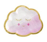 amscan Confezione da 8 piattini rosa e oro a forma di nuvola, 17 cm