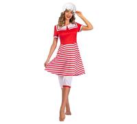 amscan Costume da Bagno Anni '20, Taglia 14-16 Set, Rosso/Bianco Donna