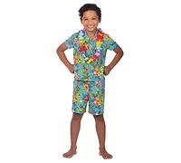 amscan Costume da hawaiano per bambini e ragazzi, blu, Multicolore su sfondo blu, 8-10 Anni