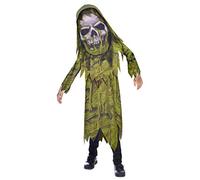 amscan - Costume da zombie, veste, cappuccio con maschera, scheletro di palude, costume horror, festa a tema, carnevale, Halloween