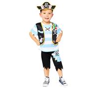 amscan Costume ufficiale Peppa Pig per bambini e ragazzi, costume da pirata George, Blu, Nero e Bianco, 3-4 Anni