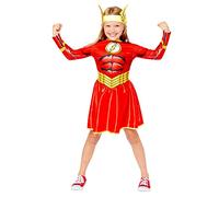 amscan Costume ufficiale Warner Bros Flash Girl Sostenibile, Rosso, 3-4 Anni