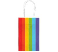 amscan- Cub Bags Sacchetto Regalo per Feste, Colore Arcobaleno, 8 H x 5 W x 3 1/4" D, 162500.9