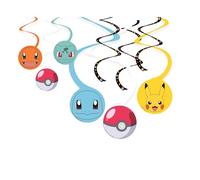 Amscan Decorazioni a spirale da appendere per feste di compleanno dei bambini, motivo: Pokémon, 9917110, confezione da 6