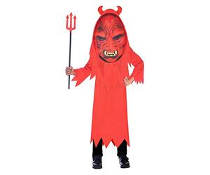 amscan Devil Big Head 8-10 - Costume da bambino per bambini, colore: rosso, 8-10 anni (9907128)