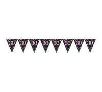 amscan-Festone con bandierine per 30° compleanno, in plastica, 4 m x 20 cm, 1 pezzo, Bianco, rosa, nero, viola, 9900590