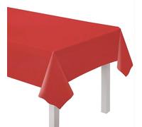 amscan Fiesta Red 9915405-203 - Tovaglia in plastica ecologica riutilizzabile, 2,74 m, colore: Rosso