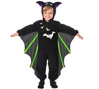 amscan Genererique - Costume da pipipistrello per Halloween, costume da Halloween, nero/viola/verde, 98/104 (3-4 anni)