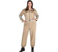 amscan Ghostbusters Costume classico di Halloween da donna, Plus (26-28), include tuta con cintura attaccata, 4 toppe
