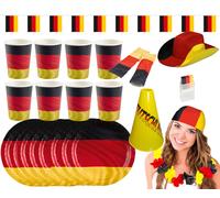 Amscan - Grande Germania Kit Ventola (24-teilig) Piatti Carta Cappello Trucco Em