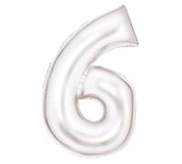 Amscan Grande numero 6 Silk Lustre Bianco Palloncino N34 Confezione 86 cm