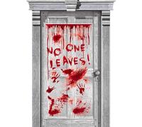 amscan Halloween Decorazione per porta con scritta No One Leaves Dripping Blopping - 1 pezzo, Stampa con lettere, Rosso, 241210