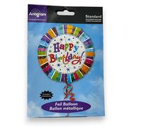Amscan Happy Birthday Pallone Foil 18 Pollici Multicolore Stelle Rotondo