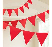 Amscan International 9903784, 10 m plastica Pennant banner-red