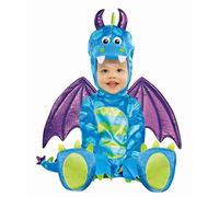 amscan- Baby Blue Dragon Costume Felpa con Cappuccio con Ali e Drago, Multicolore, 6-12 mesi, 999666