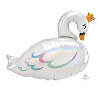 Amscan International - Palloncini olografici a forma di cigno, in lamina di alluminio, 73 cm x 55 cm