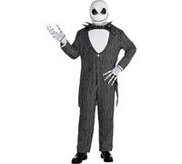 Amscan Jack Skellington Costume di Halloween per adulti, Disney, include giacca, pantaloni, maschera e molto altro, Multicolore, Più