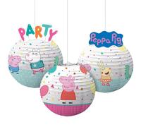 amscan Lanterne decorate con coriandoli di Peppa Pig, 24 x 31 cm, design assortiti, confezione da 3