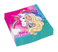 Amscan Luncheon Paper Napkins 33cm-20 Pcs Tovagliolo 33 X 33 Cm Barbie Dreamtopia, Multicolore, Taglia unica, 7AM9902525