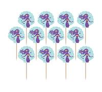 amscan-Mermaid Wishes Bastoncini per cibo a forma di sirena, 8,8 cm, 24 pezzi, 9 cm, 401975