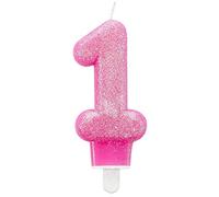 amscan- Numero Candela con Glitter per Torte, Rosa, 9900761