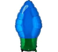 amscan-Palloncino a forma di lampadina natalizia blu, XL, 1 pz, Taglia unica, 4204601
