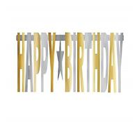 amscan Pendolo per lettere Happy Birthday, 320 cm, carta argento/oro