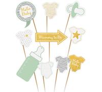 amscan Photo Booth Kit Hello Baby Paper 10 Parti, Carta, Multicolore, Taglia Unica