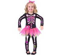amscan (PKT) (9903398) Child Girls Fancy Bones Skeleton Costume Dress (3-4yr)