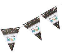 amscan-Retirement Pennant Banner 4.5m-1 Pc Striscione per pensionamento, 4,5 m, 1 pezzo, Nero, 120220