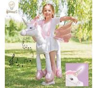 amscan RUNI-LS - Costume da Equitazione con Unicorno, Colore: Bianco e Rosa, Bambino 3 Anni