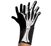 Amscan Scheletro Bianco Nero 3D Guanti da Uomo Halloween Accessorio Costume