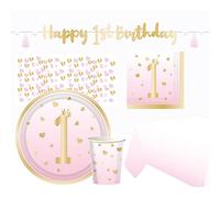 amscan- Set per Festa 1st Birthday Girl, Multicolore, Unica, 9914251