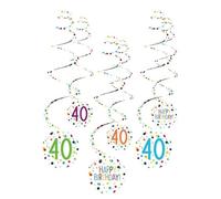 amscan Spiralgirlanden 40 confetti Birthday 61 cm carta 6 pezzi