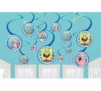 Amscan SpongeBob SquarePants 672627 - Decorazioni da appendere per feste di compleanno, confezione da 12