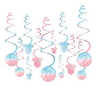 Amscan The Big Reveal - Decorazioni da appendere a spirale, 12 cm, confezione da 12