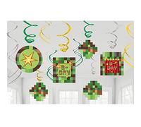 amscan TNT Party Pixel Minecraft Swirl Decorations, Multicolore, 671778