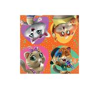 Amscan Kit coordinato 44 Gatti 2° Compleanno Piatti Bicchieri Tovaglioli Tovaglia Multicolore