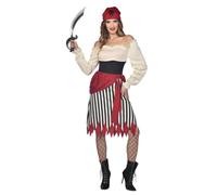 amscan Wicked Costumes - Costume da Pirata famigerata, Nero, Rosso e Bianco, 16-18