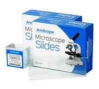 AmScope - 100 Pezzi Vetrini Microscopio in Vetro e 100 Pezzi 22 x 22 mm Vetrini Coprioggetto Quadrato in Vetro
