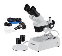 AmScope 10X-20X-30X-60X Stereo Ispezione Microscopio W Doppio Luci + 3MP Camera