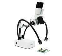 AmScope 20X Compatto Fixed-Lens Stereo Boom-Arm Microscopio + Doppio Cigno LED